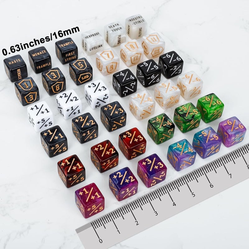 MDDSHGG 102 Pieces MTG Dice Counters Set Bulk Ability Keyword Tokens Shield Life Counters 6 Sided Dice for Magic The Gathering TCG Card Gaming Accessories - Image 4